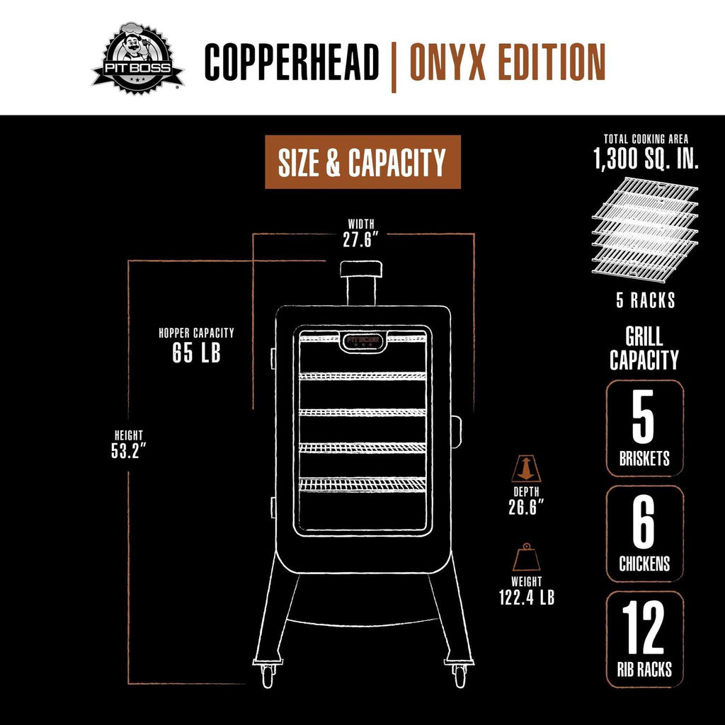 Pit Boss Vertical Wood Pellet Smoker, 1,300 sq in - Copperhead Onyx Edition