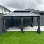 PURPLE LEAF Outdoor Hardtop Gazebo, 8' X 8', Galvanized Steel Double Roof, Aluminum Frame, Grey