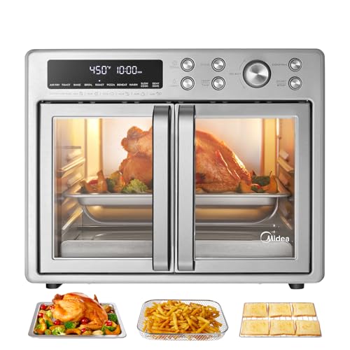 Midea Flexify French Door Air Fryer Toaster Oven Combo, 26.4 QT, 10-in-1, Stainless Steel