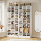 10-Tier Tall Shoe Cabinet, 30-Pair White Engineered Wood Shoe Storage Rack