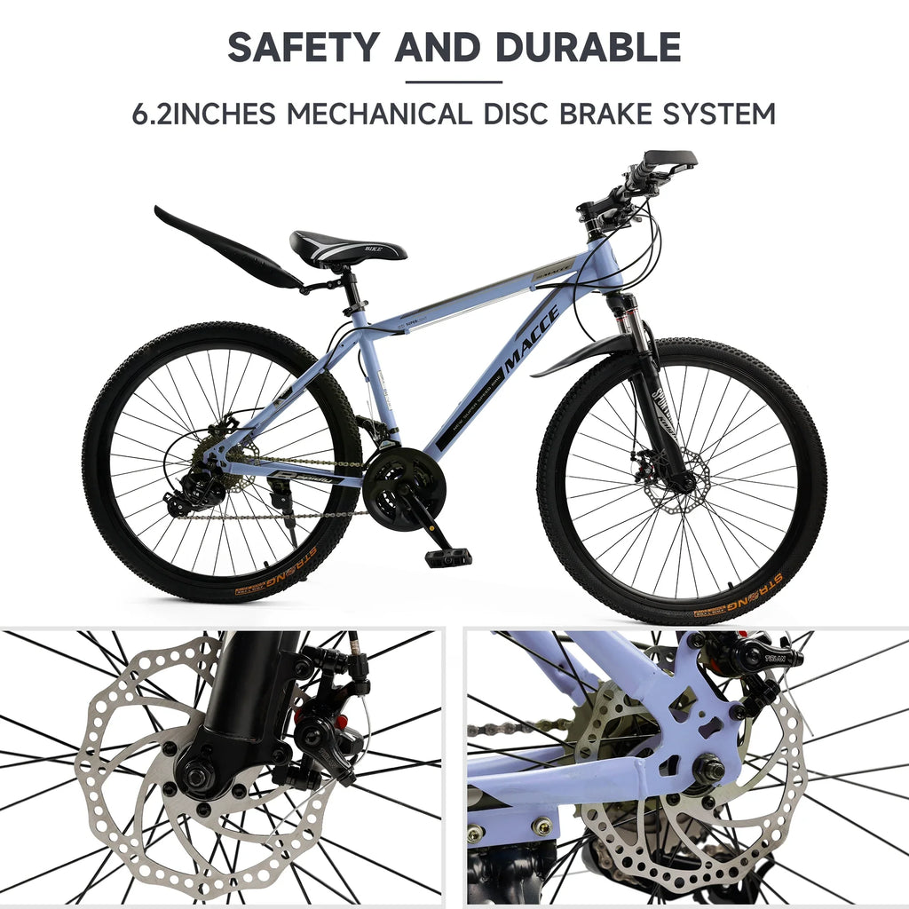 ARTUDATECH 26 Inch 27-Speed Dual Suspension Mountain Bike - Silver, Blue, Gray And Red