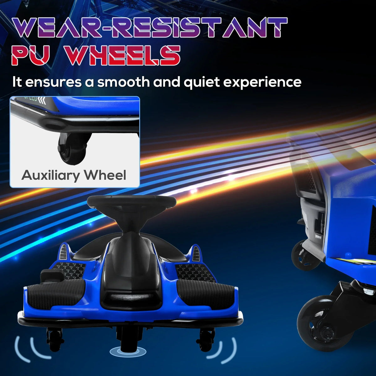 Aosom 12V Electric Drifting Go Kart With Slow Start, Music And Lights