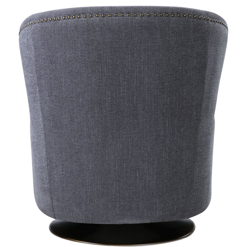 Bailey Street Home Swivel Chair, 32 inch, Dark Charcoal Gray/Antique Brass Finish - 208-Bel-4190615
