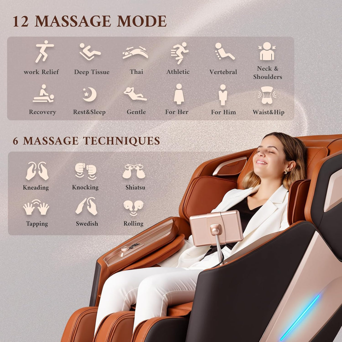 4D Full Body Massage Chair With 53.14 in SL Track, Zero Gravity And 12 Auto Modes