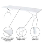 8 Foot Bi-Fold Outdoor Folding Table, White