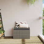 vidaXL Outdoor Poly Rattan Storage Bench With Cushion, Black, 45.3 x 20.1 x 20.5 in