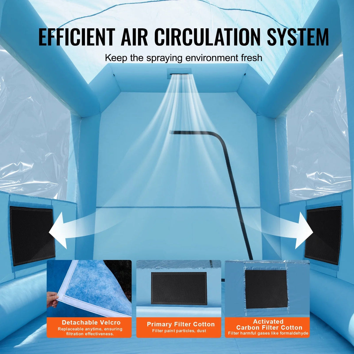 KFFKFF Portable Inflatable Spray Shelter 9.8 x 8.2 x 8.2 ft With 550 W Blower And Filtration System - GZYJXKF03