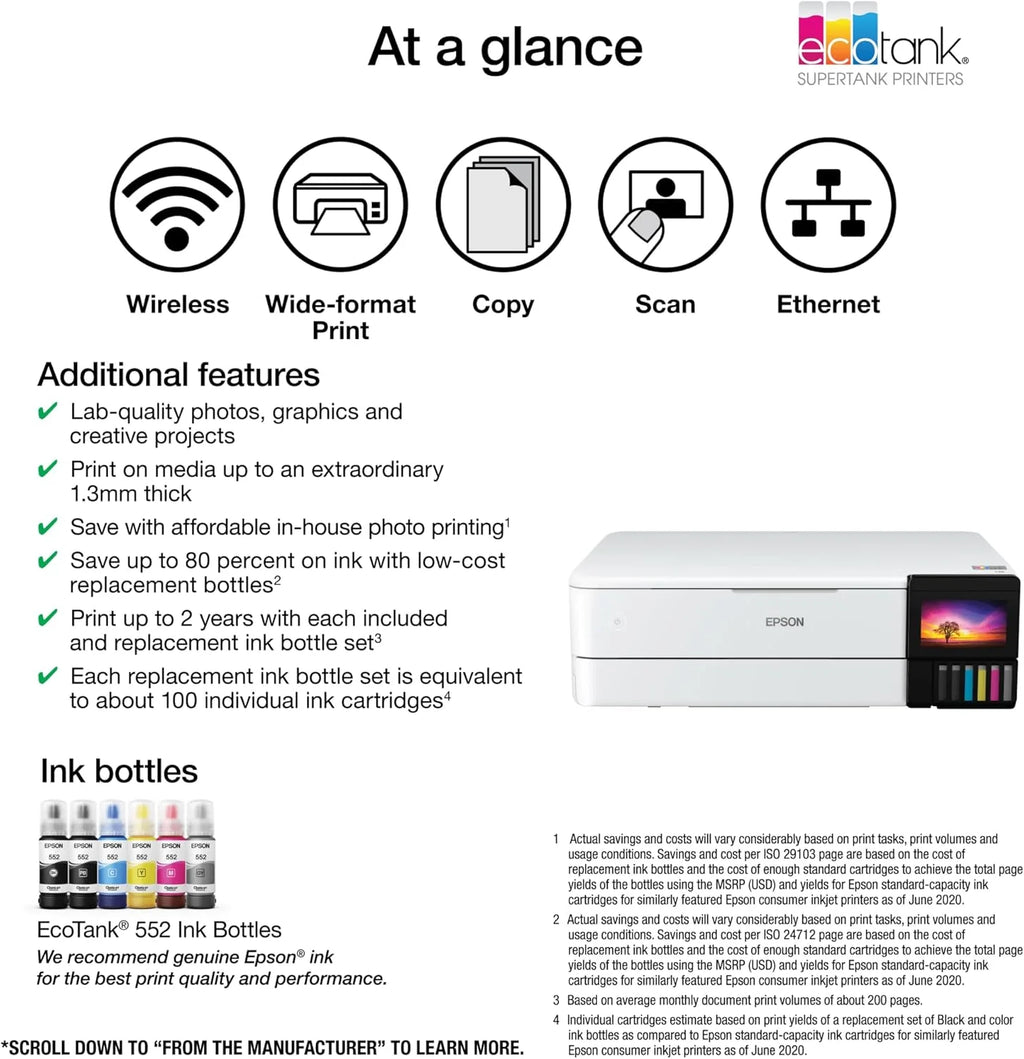 Epson EcoTank ET-8550 Wireless Wide-Format All-In-One Printer