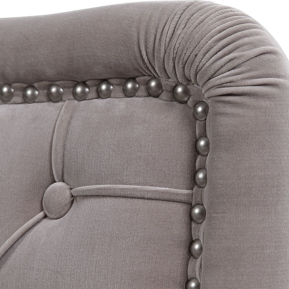 Bailey Street Home Accent Chair, 31 inch, Champagne Velvet, Antique Nickel/Brushed Nickel Finish - 208-Bel-3086994