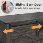 AYFDEGT Farmhouse Coffee Table 48 x 22 inch With Sliding Barn Door And Open Shelves