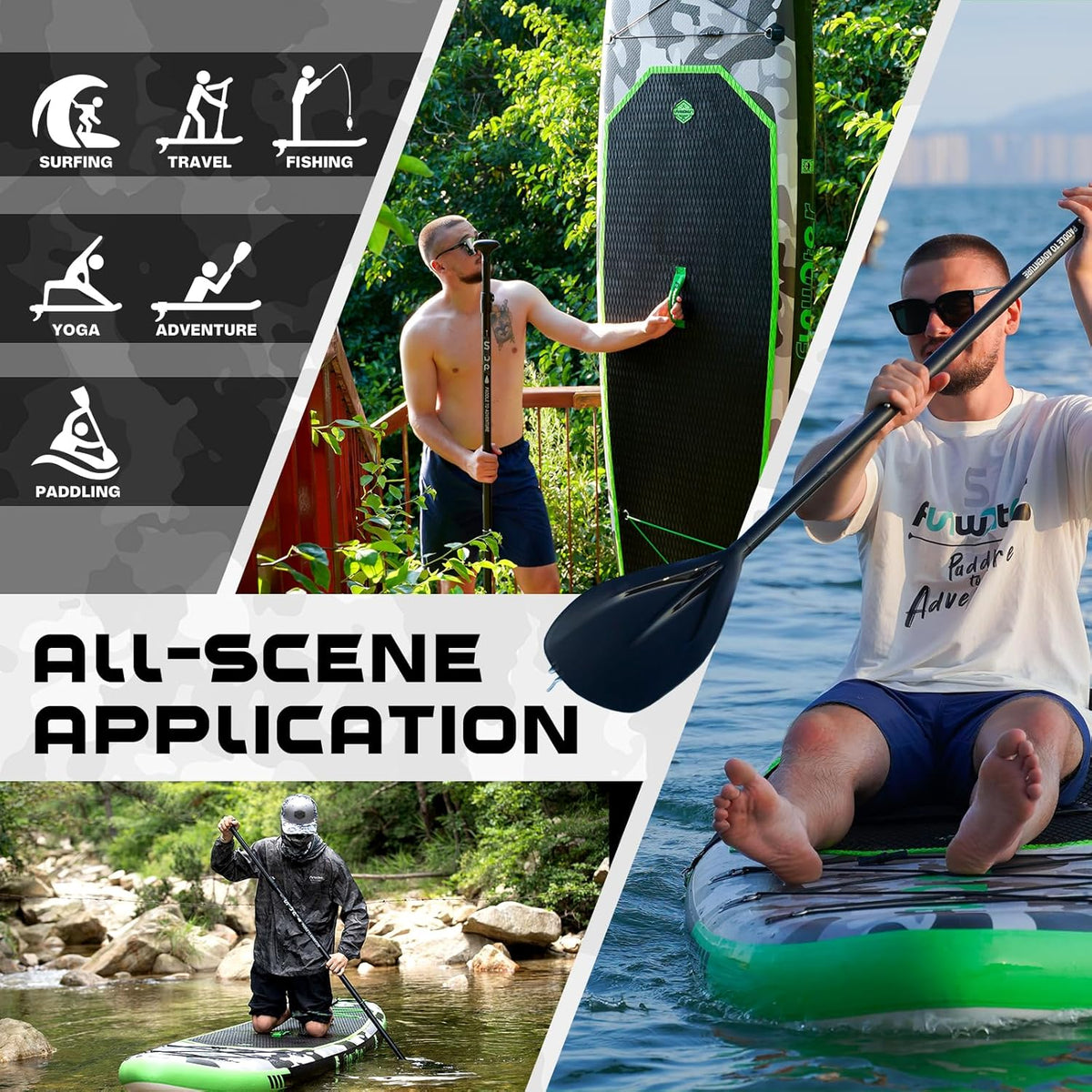 FunWater Inflatable Stand Up Paddle Board, 11 ft x 32 in x 6 in - SUP Paddle Accessories