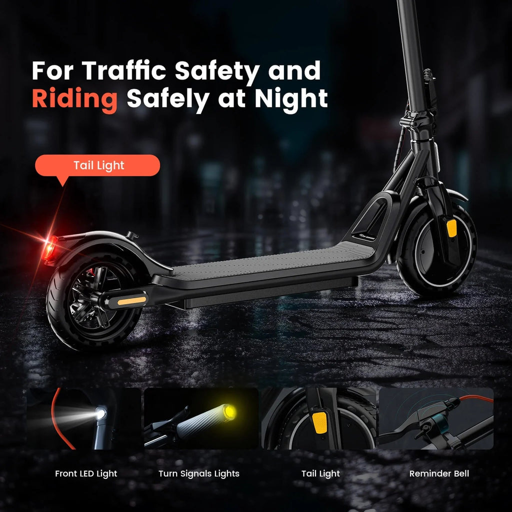 5TH WHEEL Electric Scooter With Turn Signals, 300W, 8.5 in Solid Tires, 18 mph, 12 Miles, Black - W16S