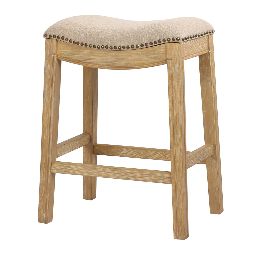 Ridge Home Goods 26 Inch Saddle Wood Counter Height Stool - Weathered Natural