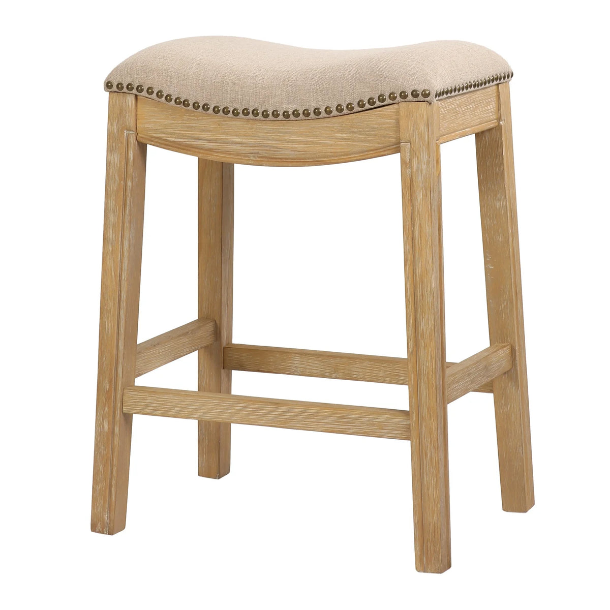 Ridge Home Goods 26 Inch Saddle Wood Counter Height Stool - Weathered Natural