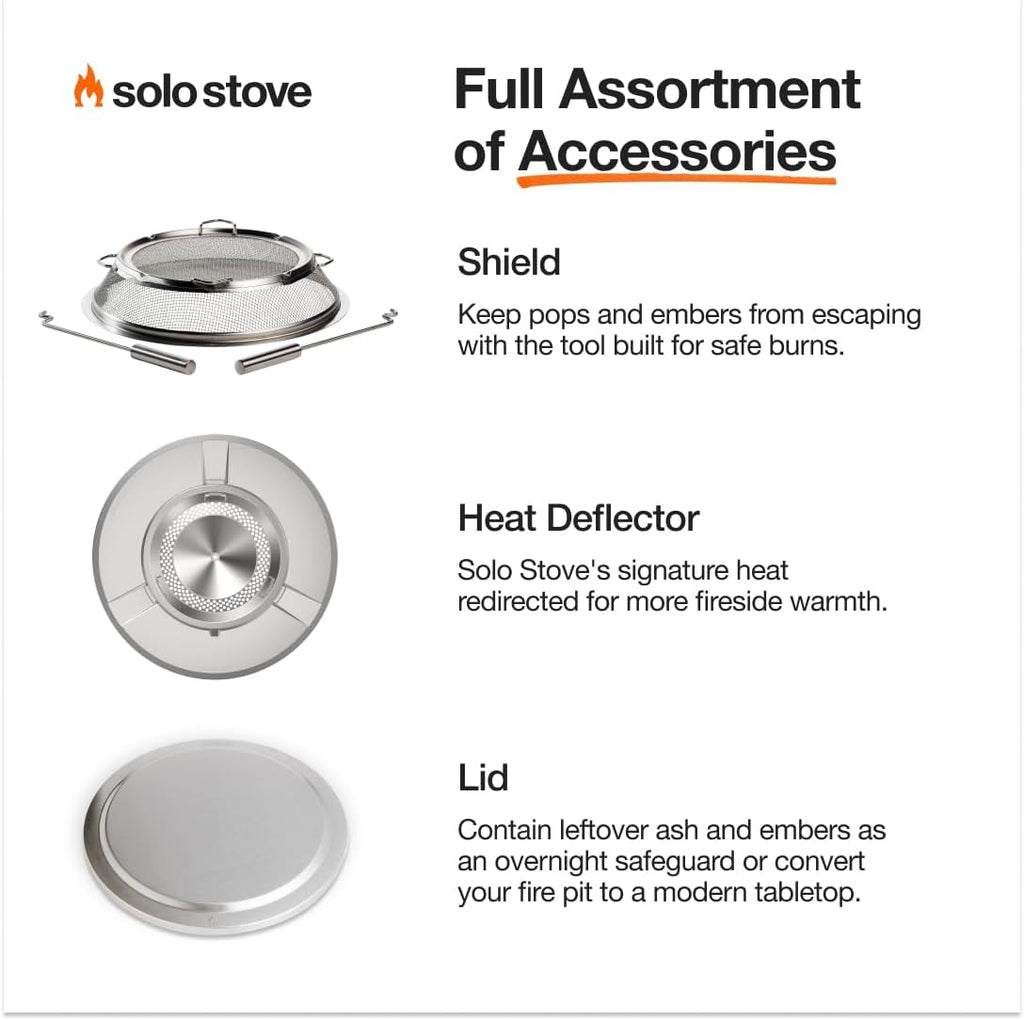 Solo Stove Wood Burning Smokeless Fire Pit, 27 Inch, Stainless Steel, 38 lbs - Yukon 2.0