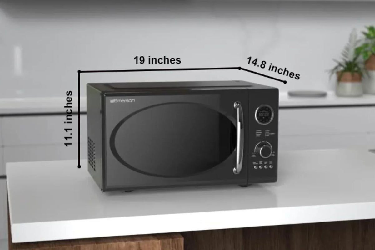 Emerson 0.9 Cu Ft 800W Retro Black Microwave Oven With Grill - MWRG0901BK