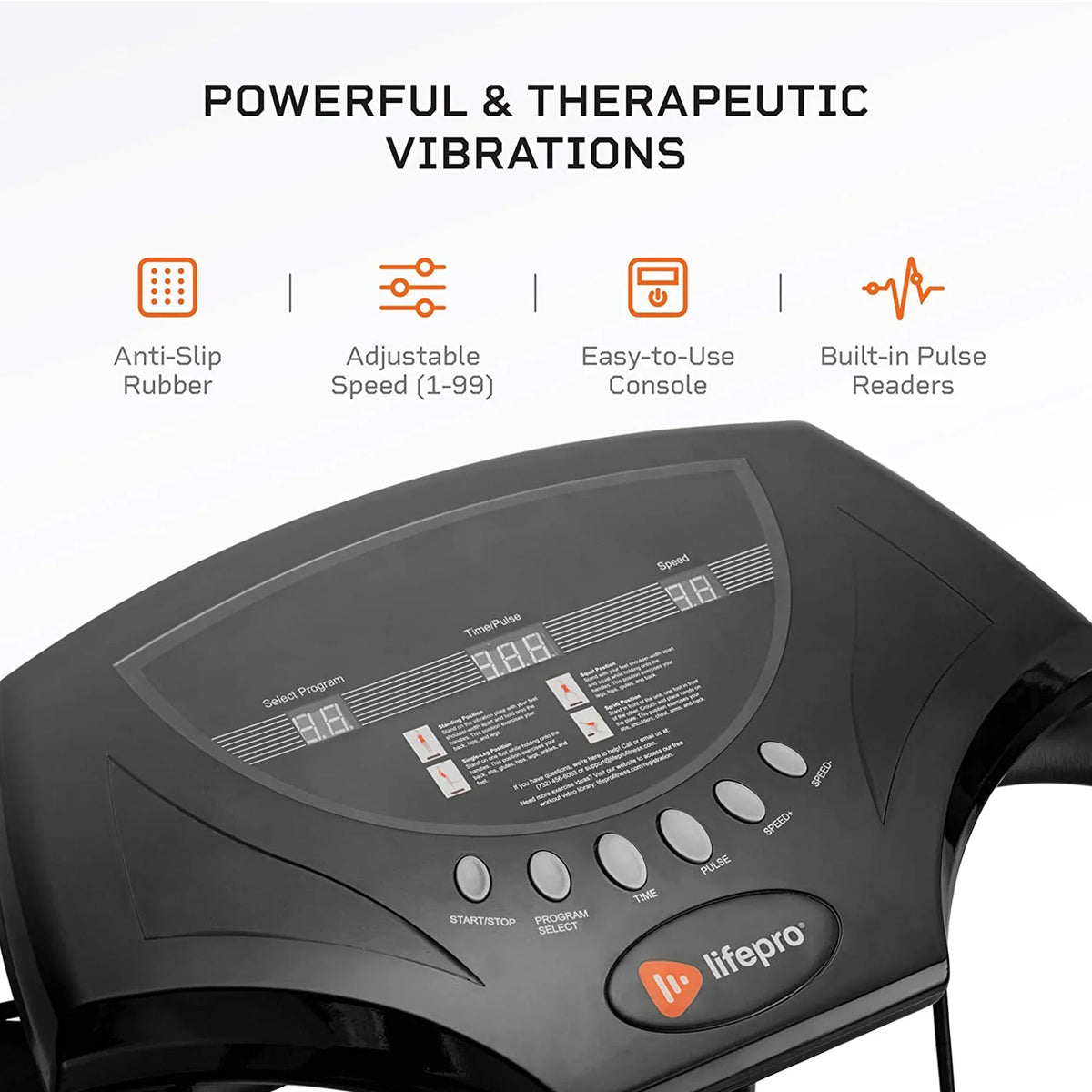Lifepro Rhythm Vibration Plate Workout Equipment With Resistance Bands, Black