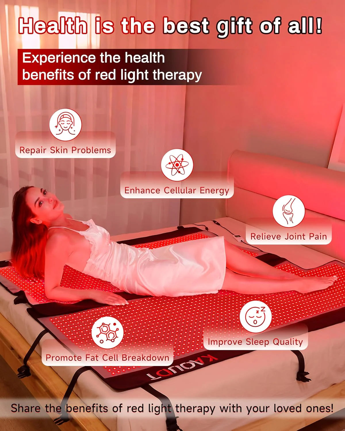 Red Light Therapy Mat, Medical-Grade TPU, 2570 LEDs, 73in x 33in - 2025