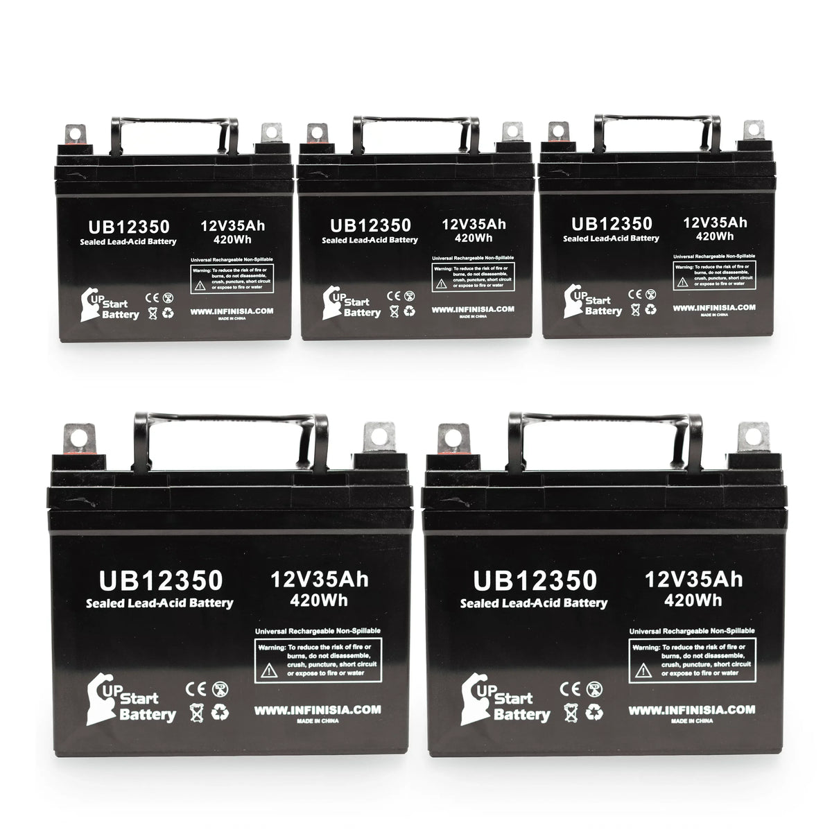 UpStart Battery Sealed Lead Acid Replacement Battery for Imc Heartway Escape H - UB12350, 12V 35Ah 35000mAh L1 Terminal, 5 Pack