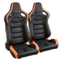 Universal PVC Leather Racing Seats, 2PCS, Black and Orange