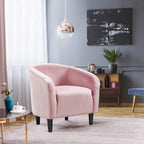 Velvet Accent Barrel Chair With Armrest And Low Back, Pink - 28x26x29in
