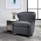 Bailey Street Home Swivel Chair, 32 inch, Dark Charcoal Gray/Antique Brass Finish - 208-Bel-4190615