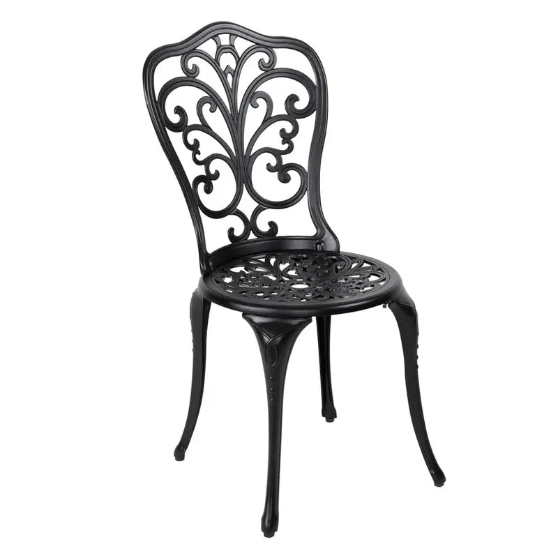 Nuu Garden 3-Piece Black Cast Aluminum Bistro Patio Set - 24 Inch Round Table