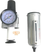 Compressed Air Inline Filter Regulator Combo, Metal Bowl, 5 Micron, 7 To 175 PSI, Auto Drain