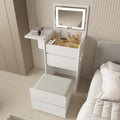 3-in-1 Vanity Desk Set With Flip-Top Lighted Mirror, Storage Stool And 15.7*19.7*31.5 Inches Table