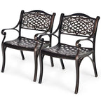 All-Weather Cast Aluminum Outdoor Dining Armchairs With Curved Seats - 2/4 Pcs
