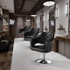 OmySalon Barber Styling Chair With Hydraulic Pump, 360 Swivel And Footrest - Black