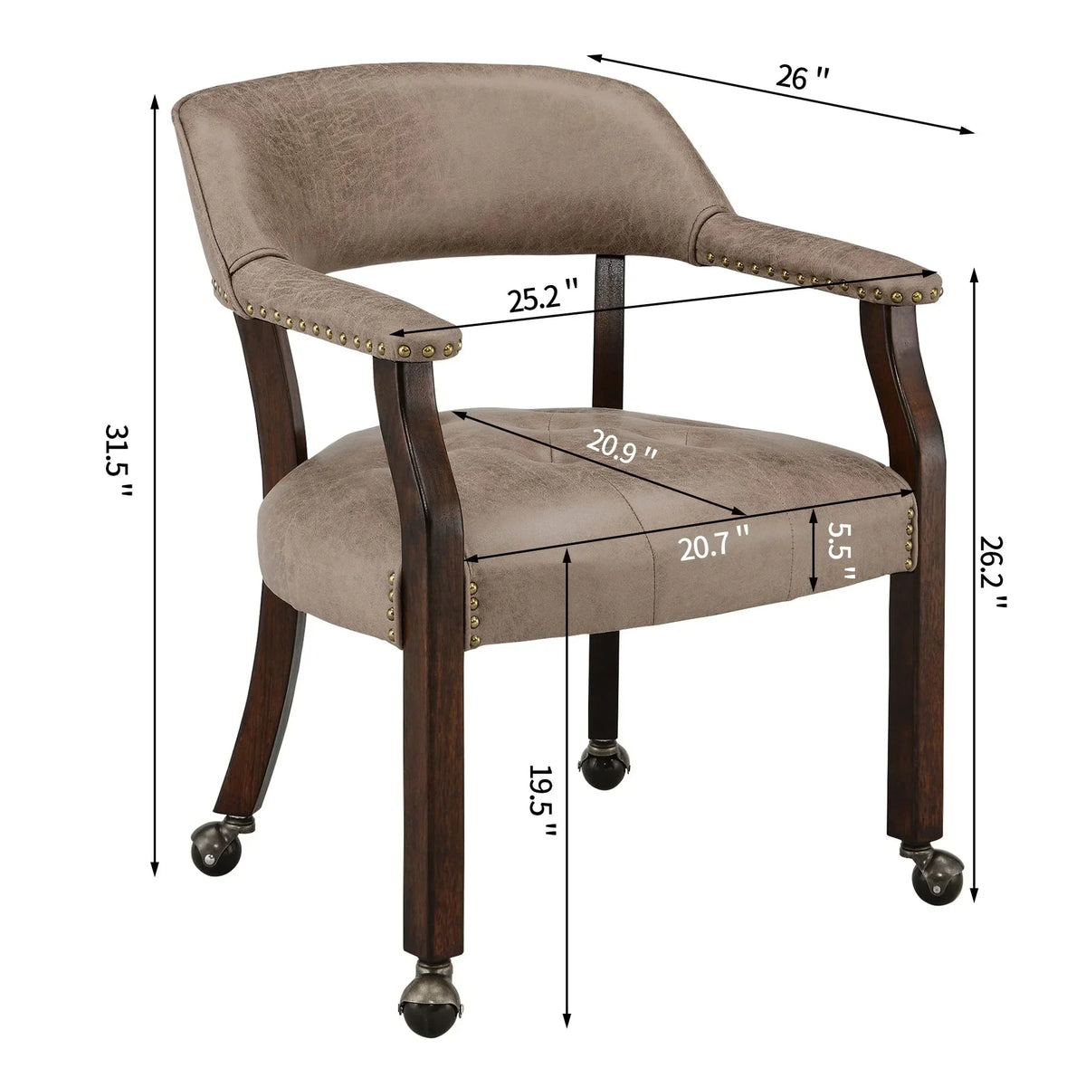 JESONVID Dining Chairs With Casters, Set Of 2, Light Yellow - MODERION