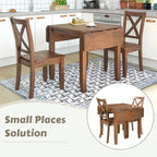 3-Piece Wood Drop Leaf Dining Table Set With 2 X-Back Chairs - 47.3x29.5x29.5inch