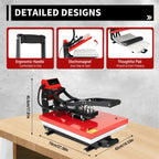 16 in x 20 in Clamshell Semi-Auto Open Heat Press Machine With Slide-Out Function