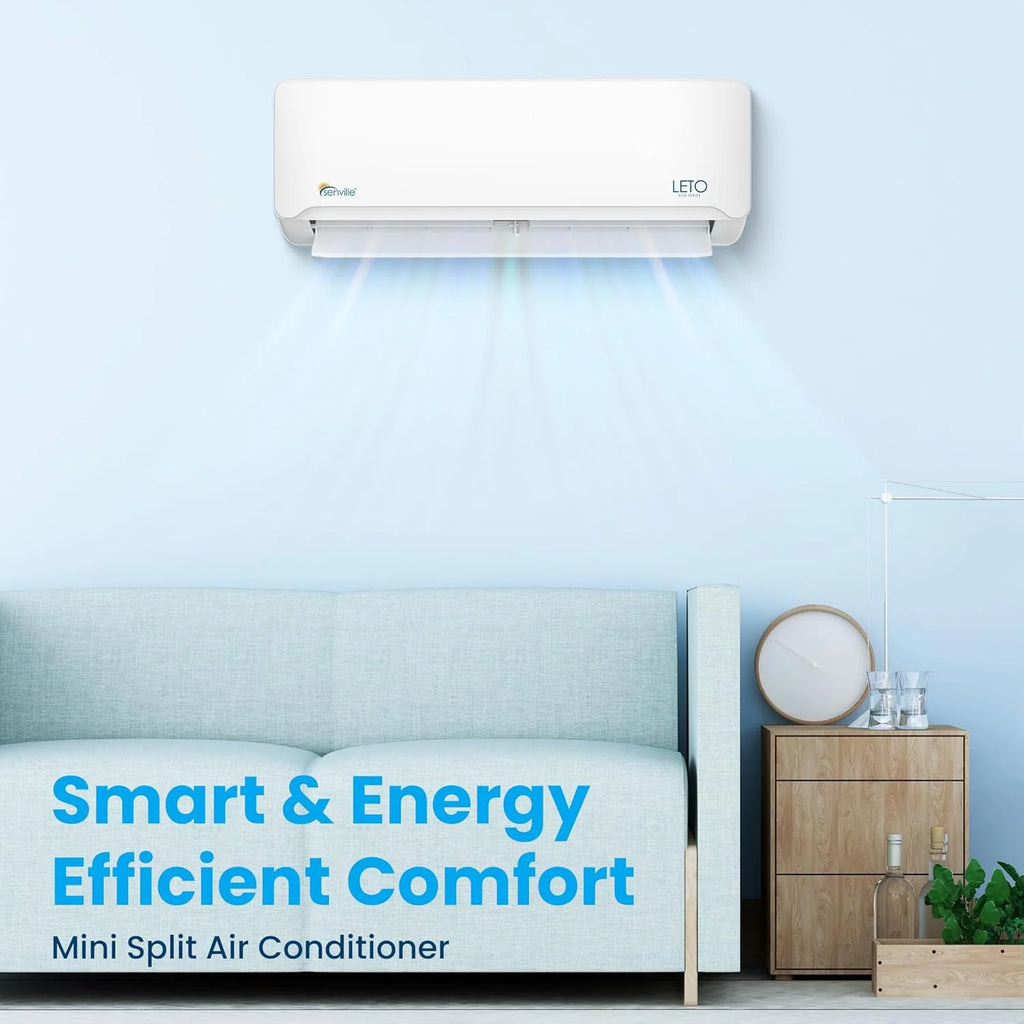 Senville Mini Split Air Conditioning Heat Pump, 9000 Watts, 110/120 Volts, White