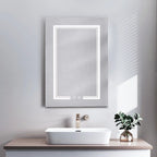 LED Bathroom Wall Cabinet With Single Door Mirror, White, 28*20in