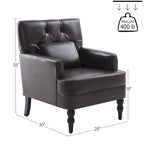 Set Of 2 Upholstered Button-Tufted Accent Chairs With Lumbar Pillows - 30 x 29 x 35 inches