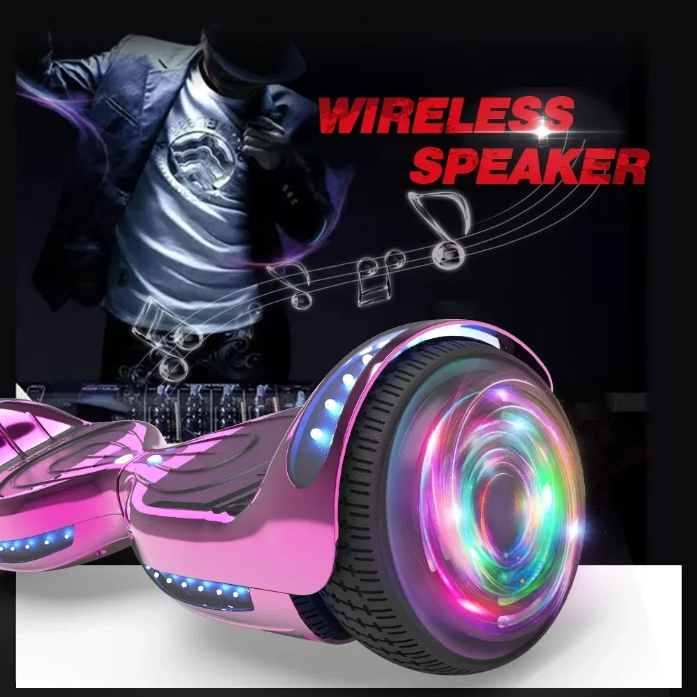 Hoverstar Hoverboard 6.5 In Bluetooth Speaker LED Light Chrome Pink - Flash Wheel