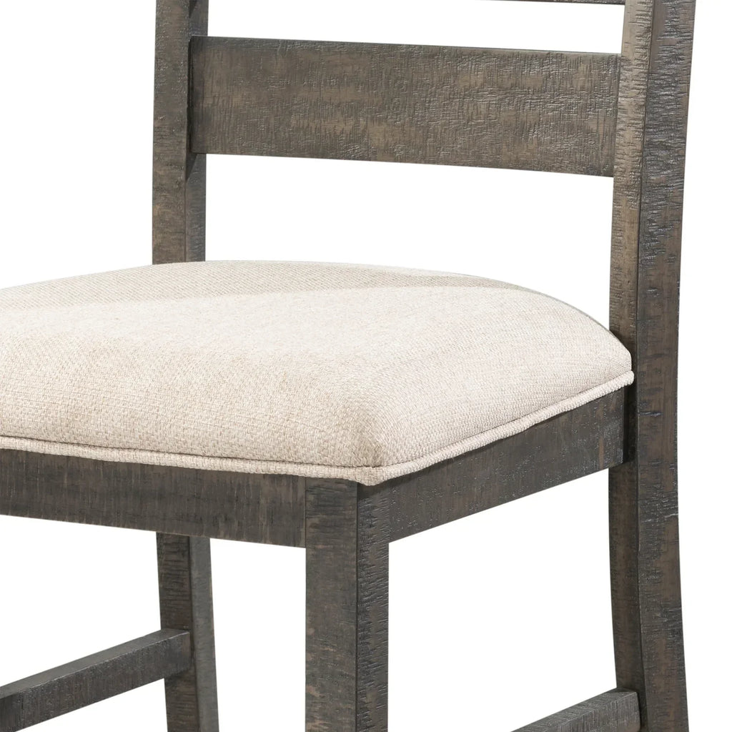 HomeStock Rustic Retreat Side Chair Set - Cream Solid Wood Ladder Back