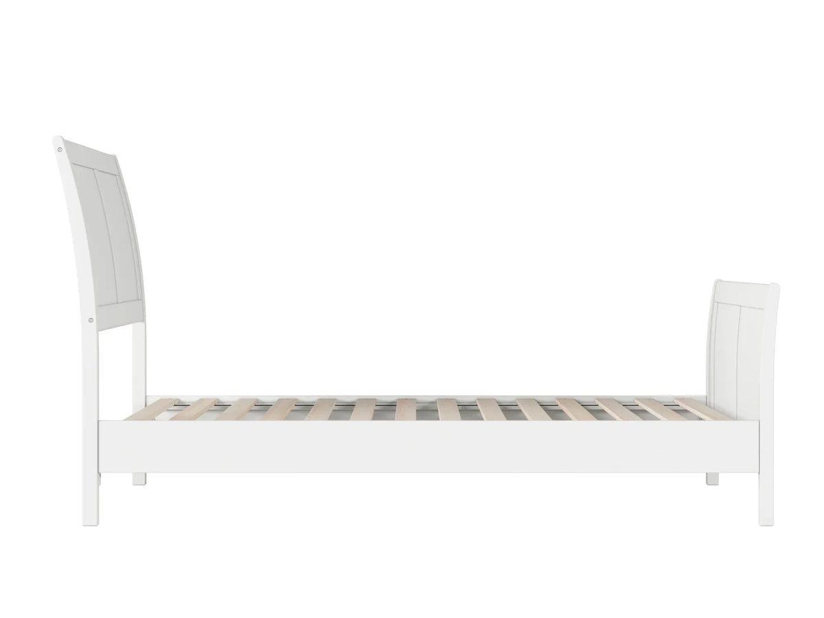 AFI Valencia Twin Wood Low Profile Sleigh Platform Bed With Matching Footboard, White