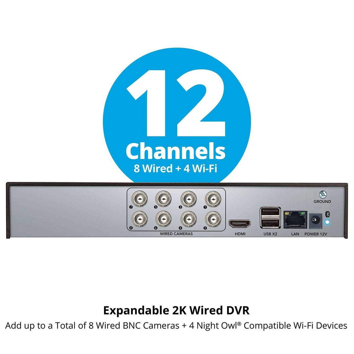Night Owl 12 Channel 2K 2-Way Audio DVR With 1TB Hard Drive