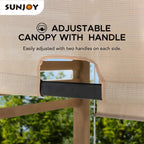 Sunjoy Cedar Wood Hot Tub Pergola 10 x 11 ft With Adjustable Canopy And Privacy Screen