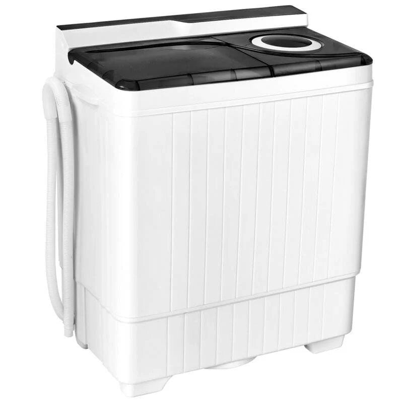 Portable Twin Tub Washer Dryer Combo With Drain Pump, 26 LBS - Blue/Gray