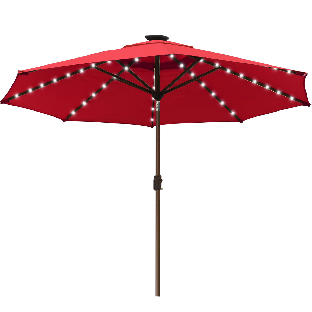 EliteShade 9ft Market Patio Umbrella With 80 LED Lights, Ruby