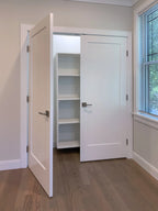 60 in x 80 in Bi-Parting Solid Core White Primed Composite Double Prehung French Door With Catch Ball Bronze Hinges