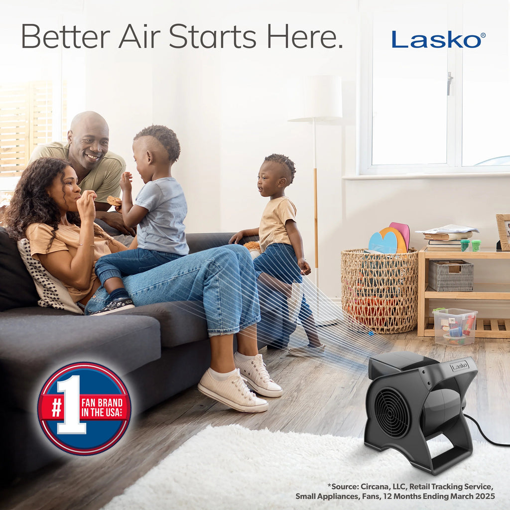 Lasko Pivoting Pro 12in 3-Speed Blower Fan, 289 CFM, Black - U12104