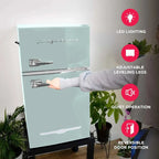 Frigidaire Retro-Style Mini Fridge With Freezer, 3.1 Cu. Ft., Two-Door, Built-In Bottle Opener
