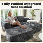 HOOOWOOO Plush L-Shaped Sectional Sofa With Removable Ottoman, 3-Piece, 80L x 69.3W x 35.4H x 59D