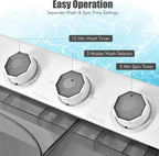 Costway Double Tub Washing Machine, 26 lb Capacity, 18 lb Wash, 8 lb Spin, Drain Pump