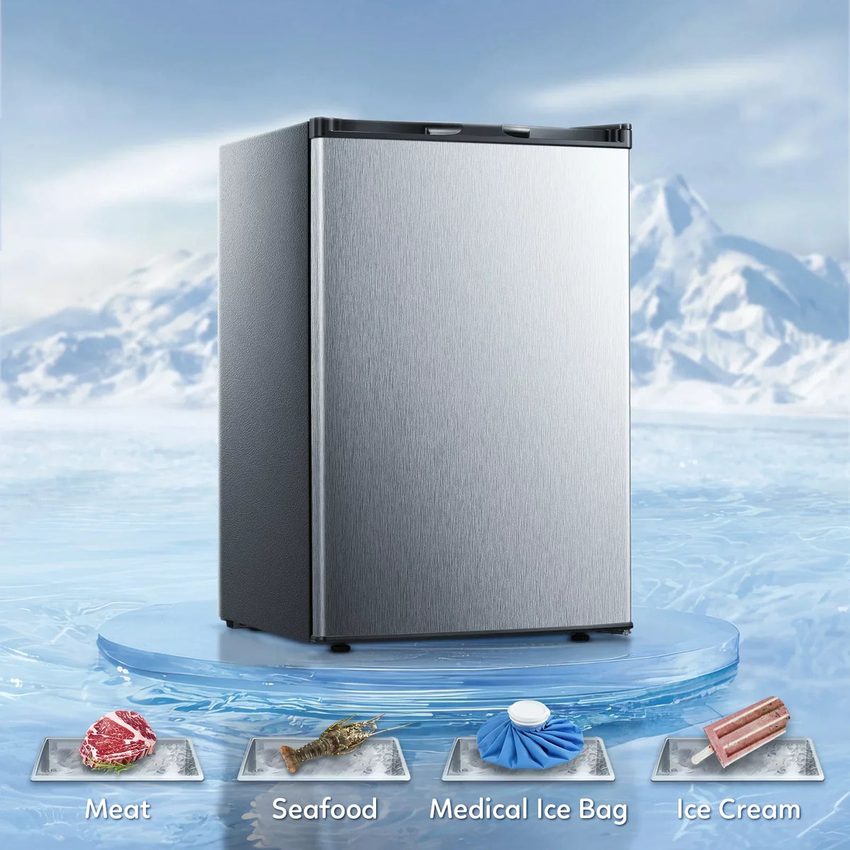 Auseo Countertop Mini Freezer, 3.0 Cu.ft, Silver